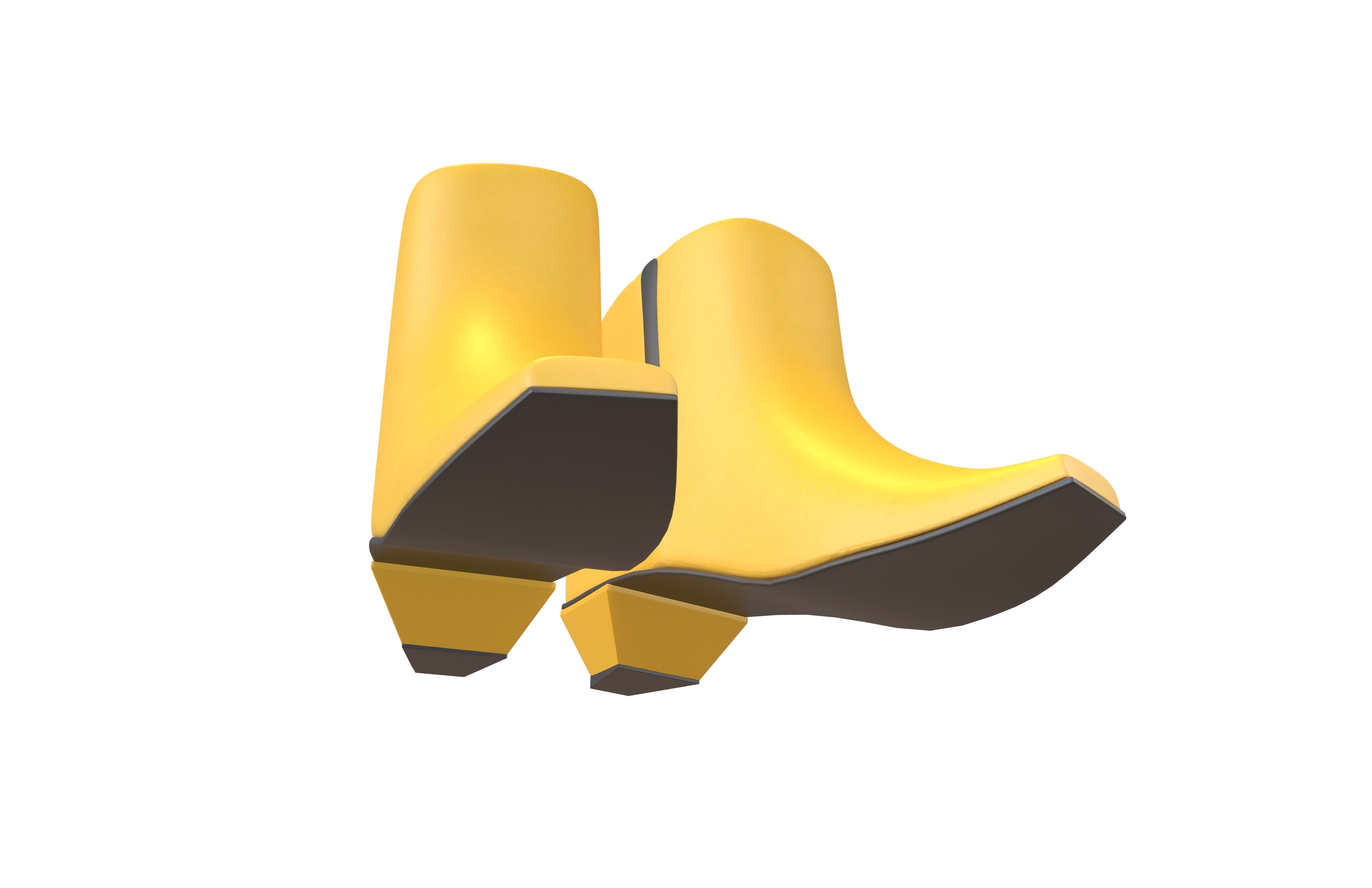 Square Toe Short Boots v1 005 Low-poly 3D model_3
