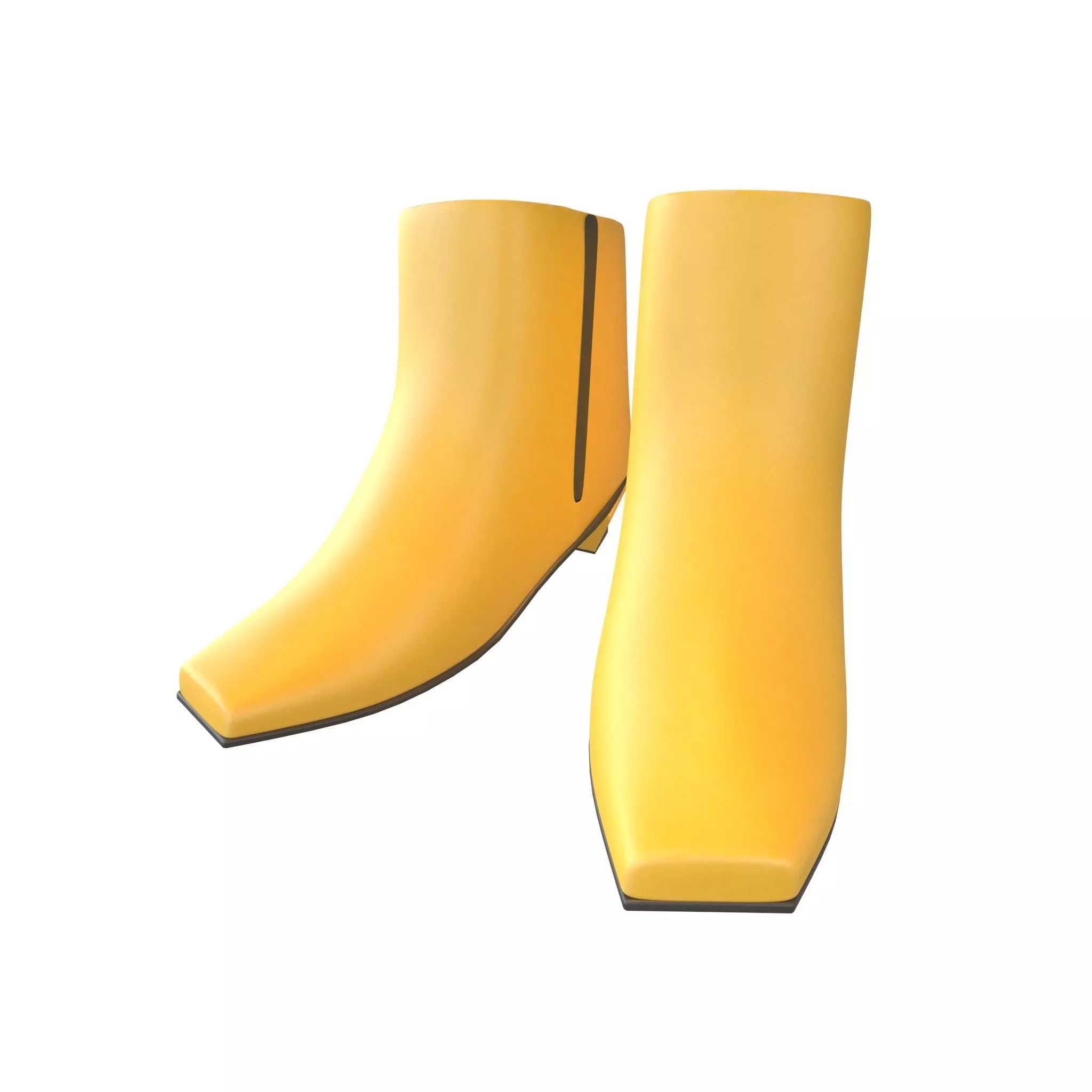 Square Toe Short Boots v1 005 Low-poly 3D model_0