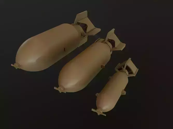 US GP BOMB WW2 100LB 500LB 1000LB 1-32 1-35 3D Model Collection