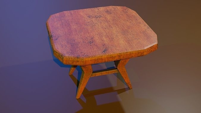 A wooden chair with scuffs and abrasions Low-poly 3D model