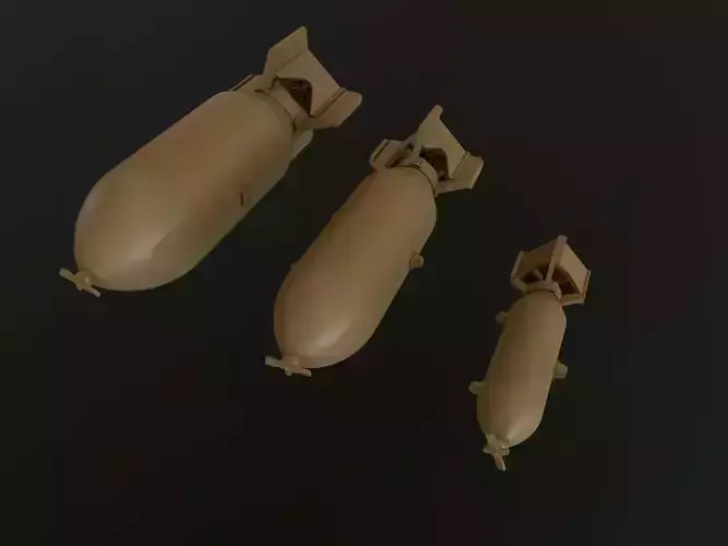 US GP BOMB WW2 100LB 500LB 1000LB 1-48 3D Model Collection