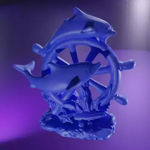 Dolphins boat wheel 3D print 3D print model