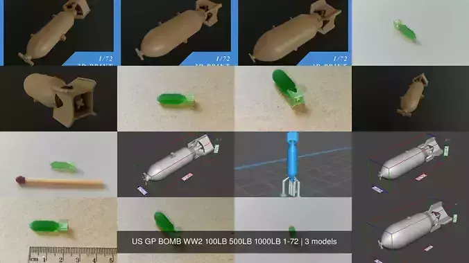 US GP BOMB WW2 100LB 500LB 1000LB 1-72