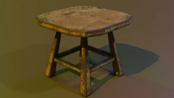 A wooden chair with scuffs and abrasions