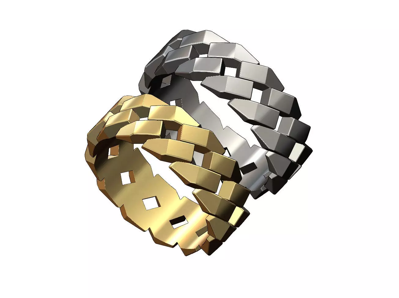 Geometric chain link band US size 5to13 3D print model_0