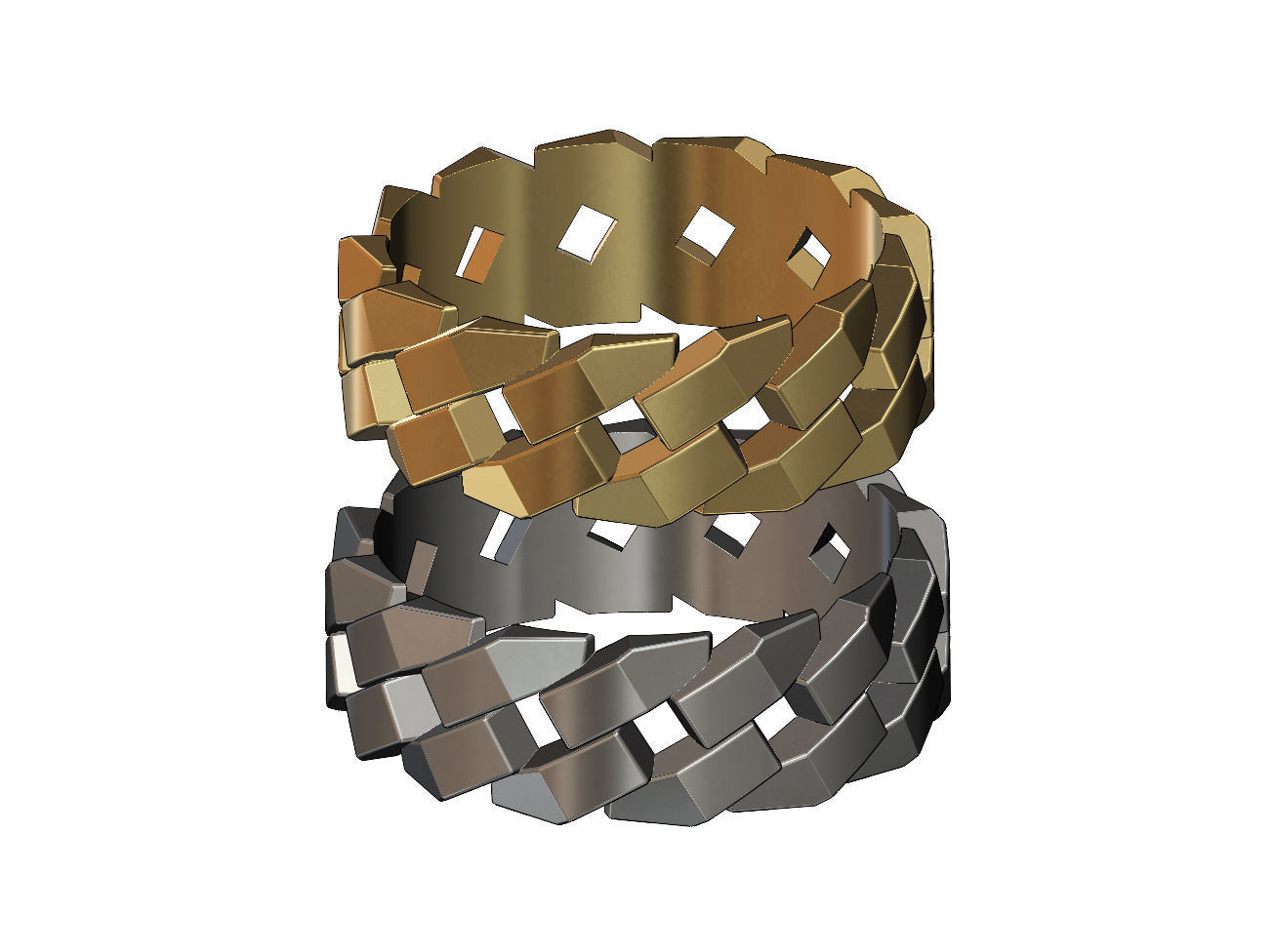 Geometric chain link band US size 5to13 3D print model_2