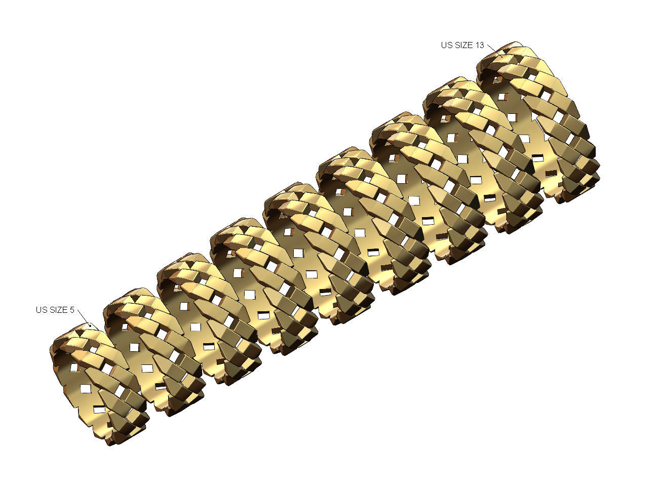 Geometric chain link band US size 5to13 3D print model_1