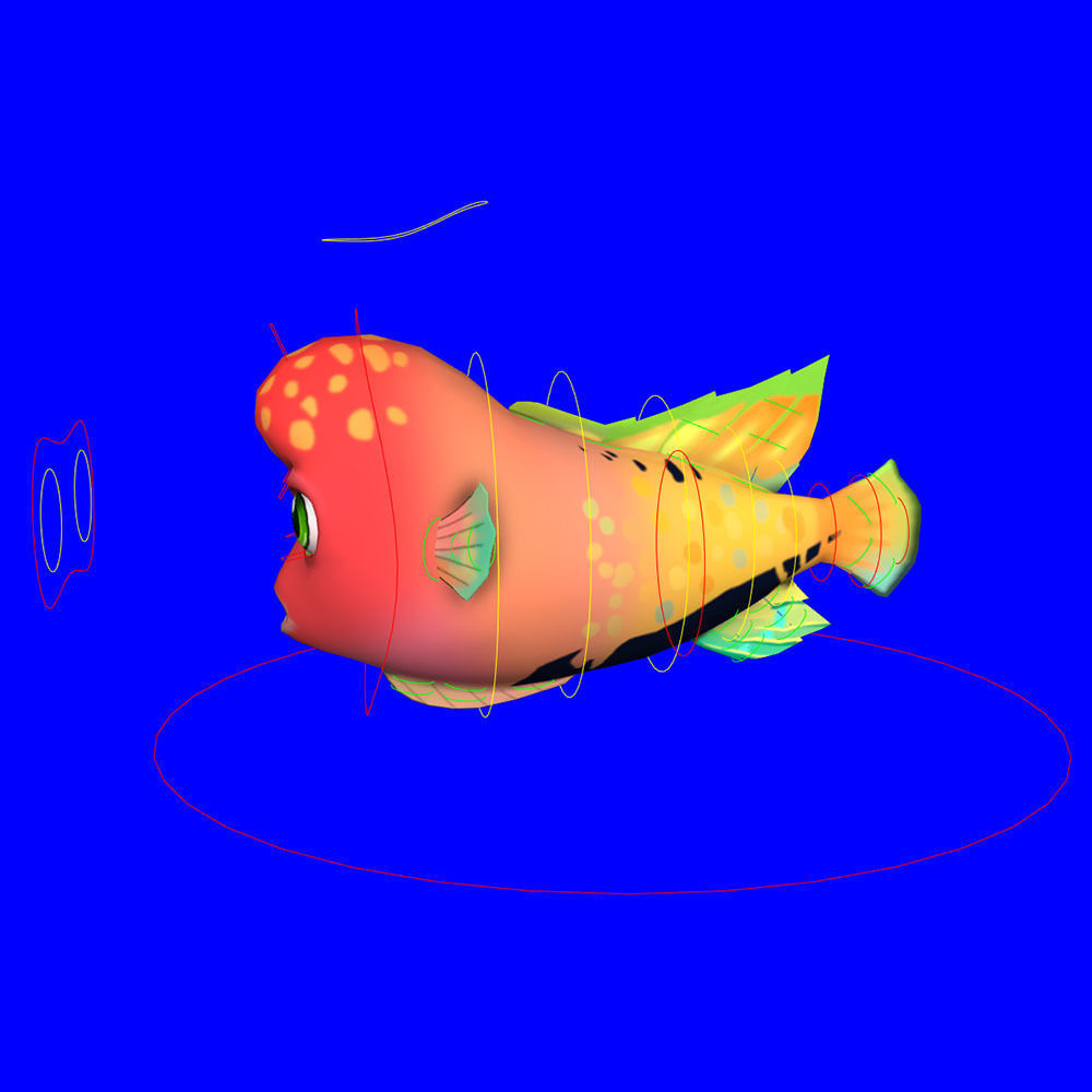 Redhead Cichlid Fish Cartoon Animated Low-poly 3D model_5