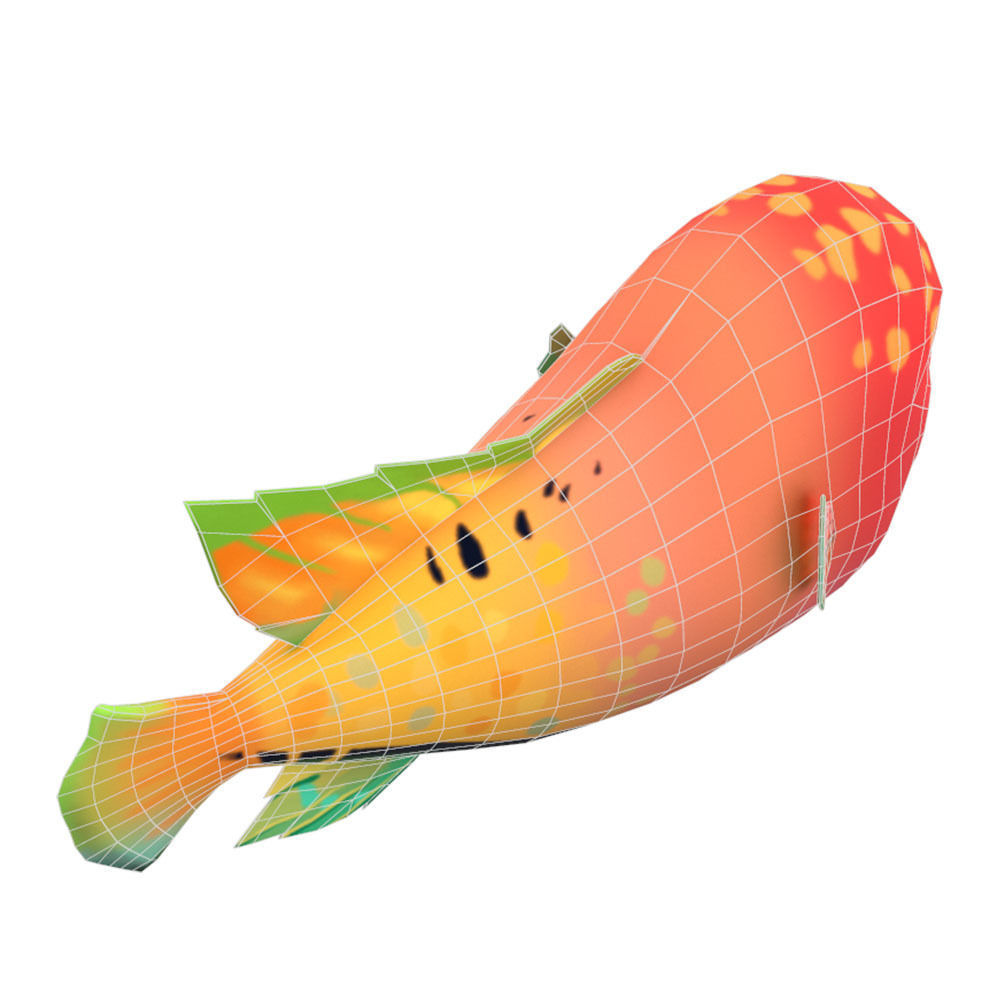 Redhead Cichlid Fish Cartoon Animated Low-poly 3D model_2