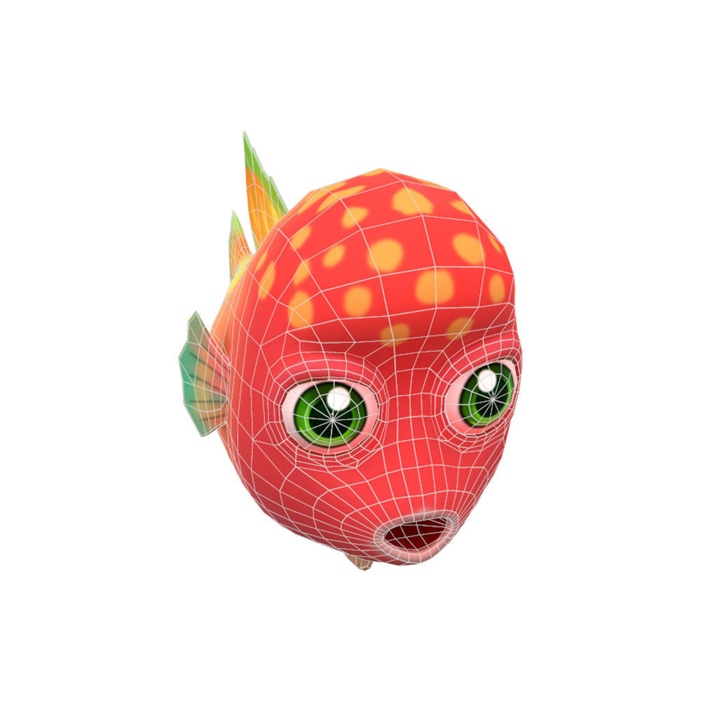 Redhead Cichlid Fish Cartoon Animated Low-poly 3D model_1