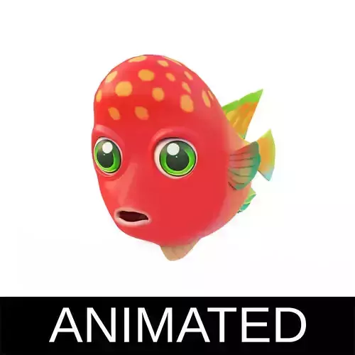 Redhead Cichlid Fish Cartoon Animated