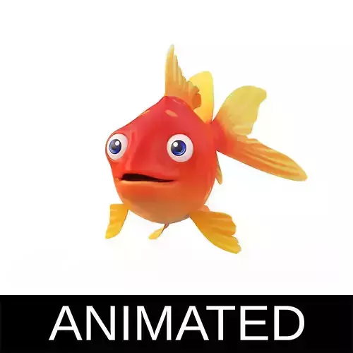Common Gold Fish Cartoon Animated Low-poly 3D model
