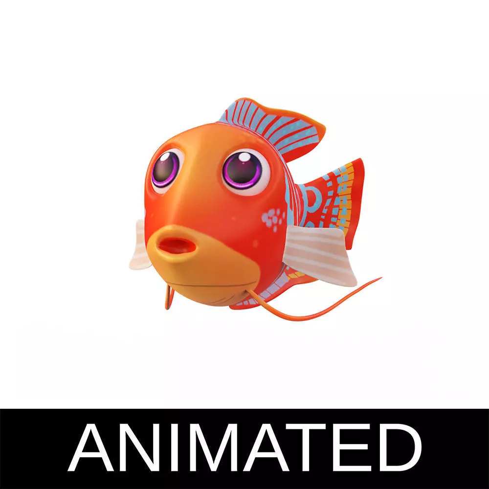 Dwarf Gourami Fish Cartoon Animated Low-poly 3D model_0