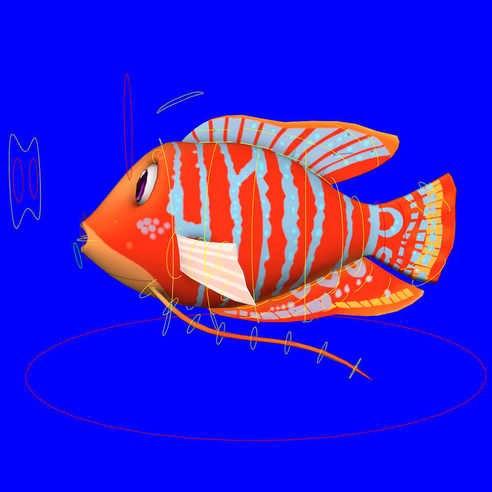 Dwarf Gourami Fish Cartoon Animated Low-poly 3D model_7