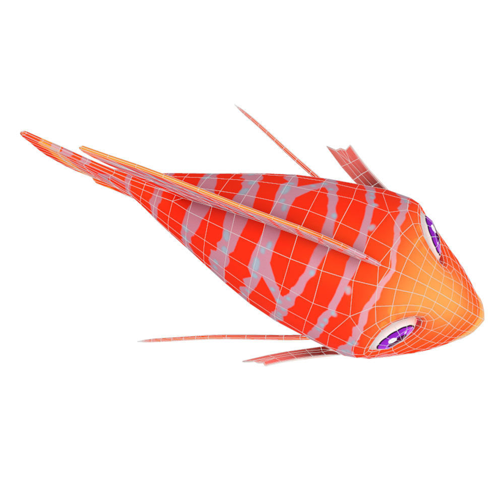 Dwarf Gourami Fish Cartoon Animated Low-poly 3D model_2