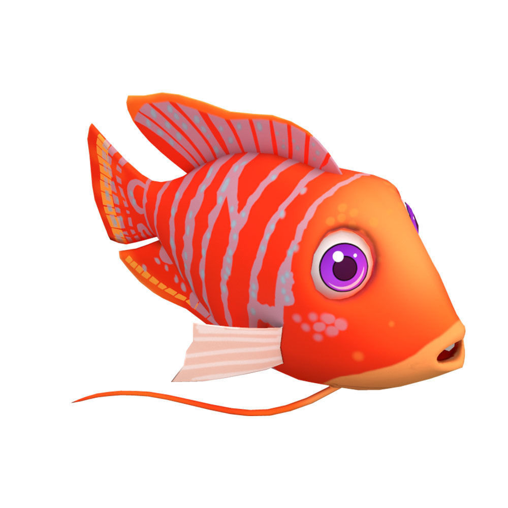 Dwarf Gourami Fish Cartoon Animated Low-poly 3D model_4