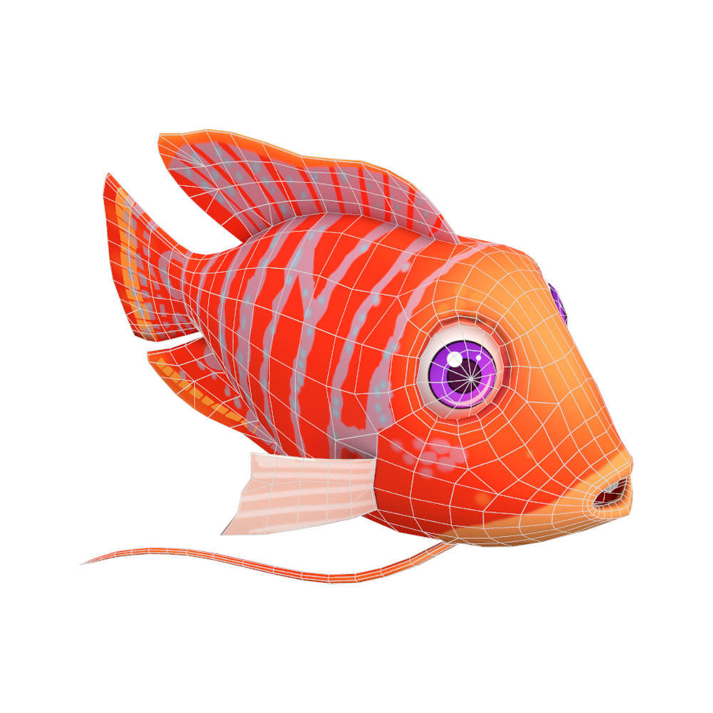Dwarf Gourami Fish Cartoon Animated Low-poly 3D model_3