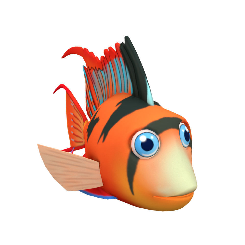 Bolivian Butterfly Fish Cartoon Animated Low-poly 3D model_3