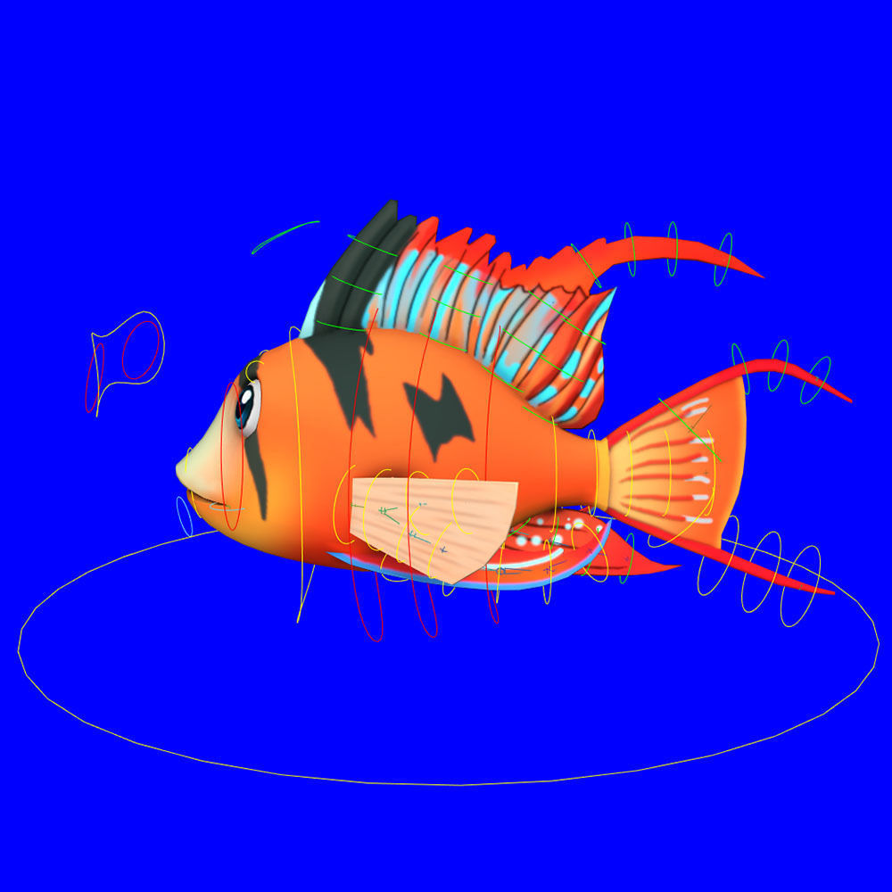 Bolivian Butterfly Fish Cartoon Animated Low-poly 3D model_7