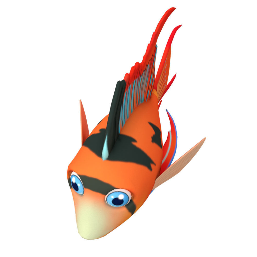 Bolivian Butterfly Fish Cartoon Animated Low-poly 3D model_1