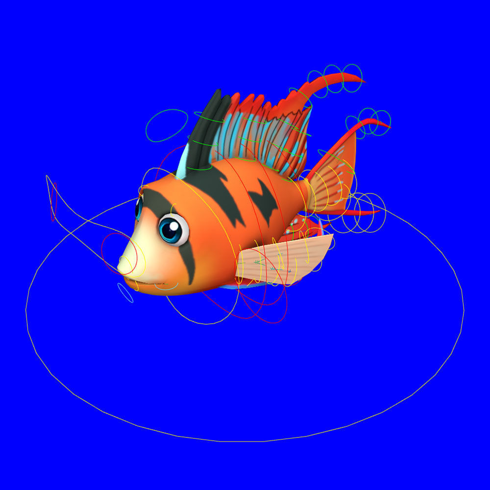 Bolivian Butterfly Fish Cartoon Animated Low-poly 3D model_6