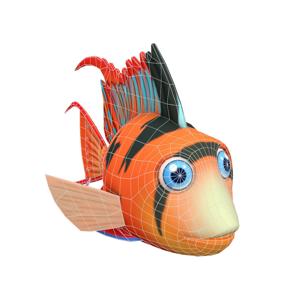 Bolivian Butterfly Fish Cartoon Animated Low-poly 3D model_4