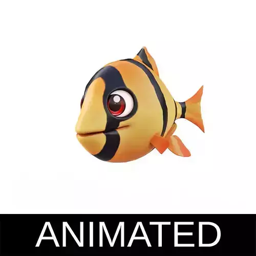 Tiger Barb Fish Cartoon Animated Low-poly 3D model