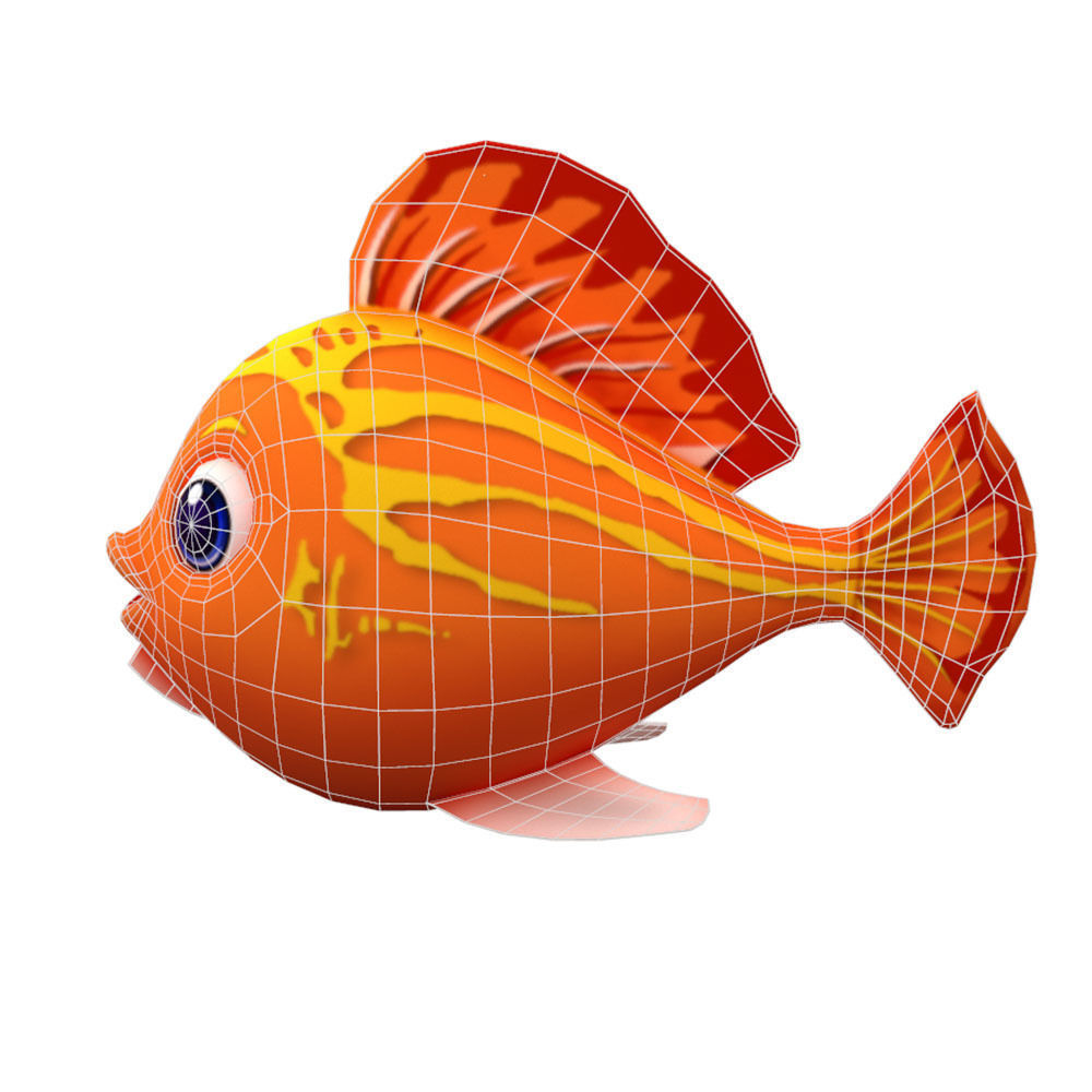 Red Lyretail Molly Fish Cartoon Animated Low-poly 3D model_5