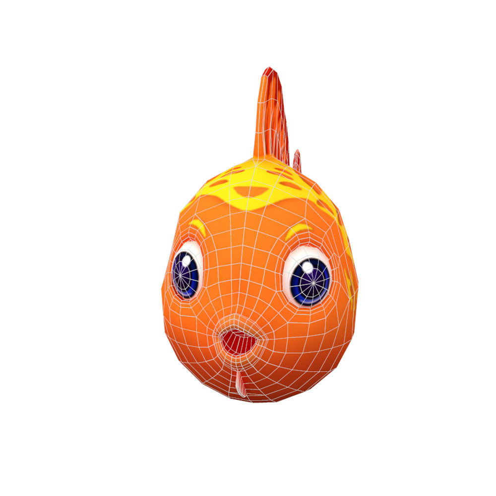Red Lyretail Molly Fish Cartoon Animated Low-poly 3D model_6