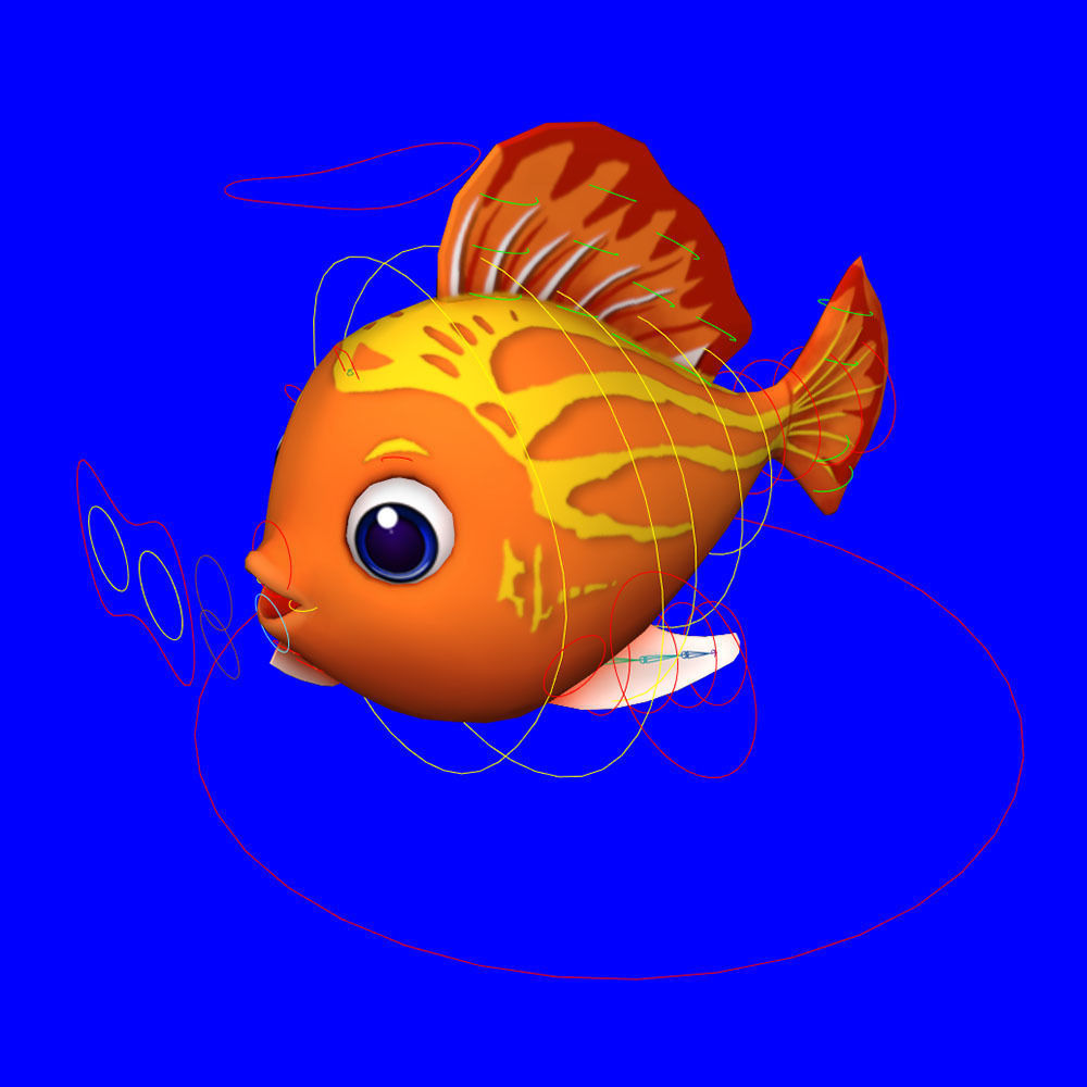 Red Lyretail Molly Fish Cartoon Animated Low-poly 3D model_7