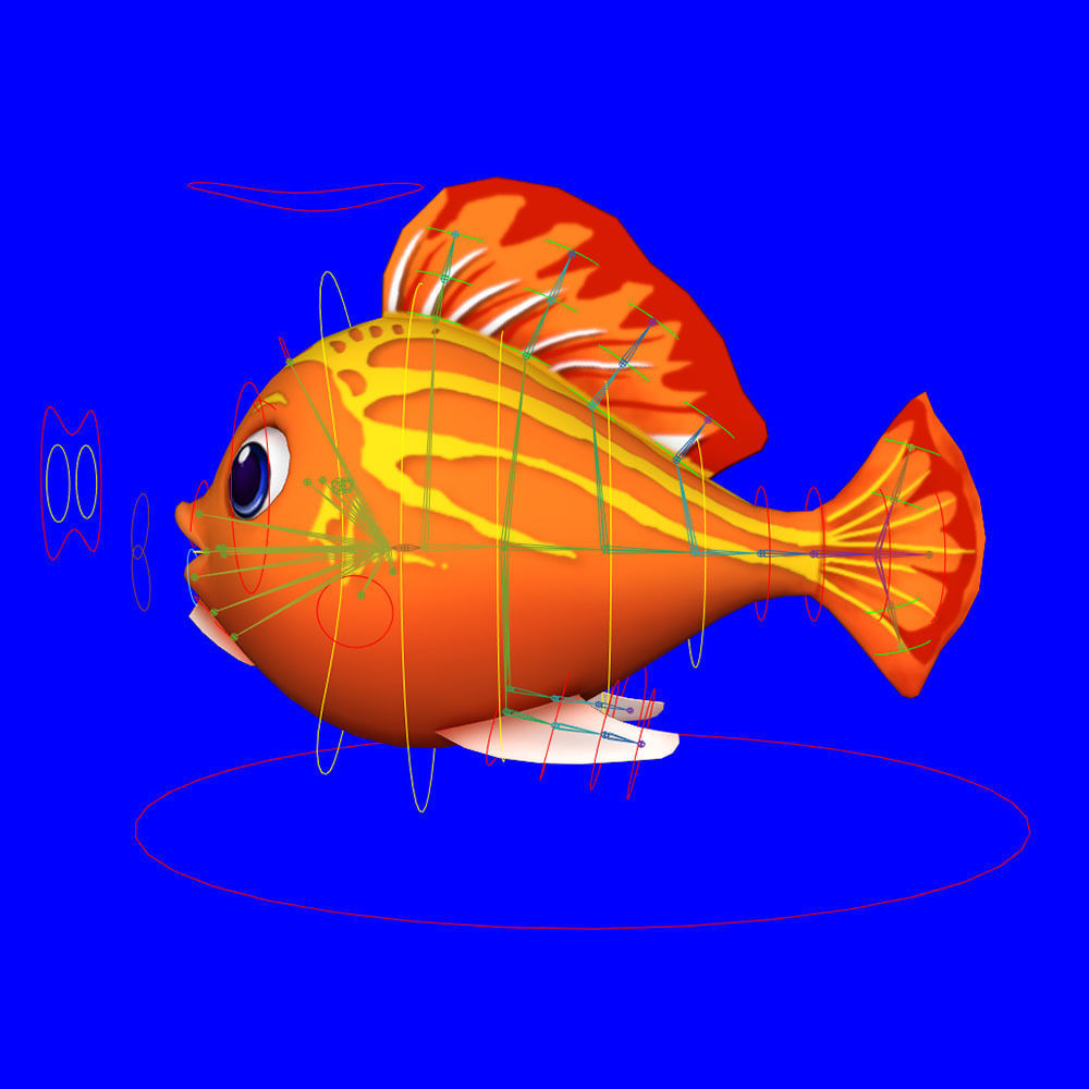 Red Lyretail Molly Fish Cartoon Animated Low-poly 3D model_8
