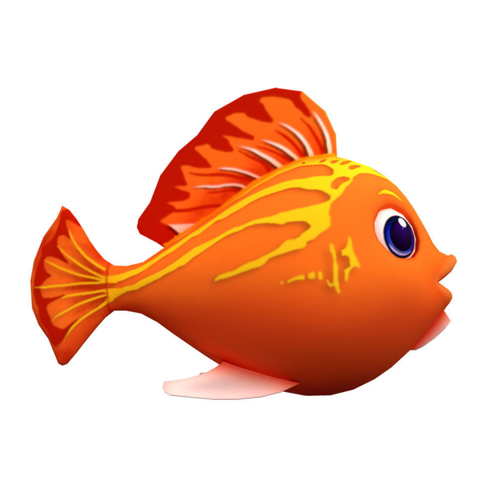 Red Lyretail Molly Fish Cartoon Animated Low-poly 3D model_1