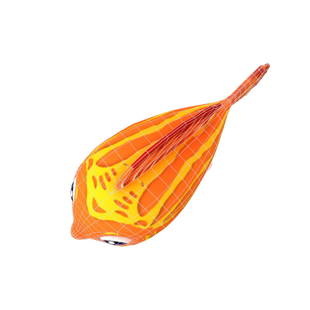 Red Lyretail Molly Fish Cartoon Animated Low-poly 3D model_4