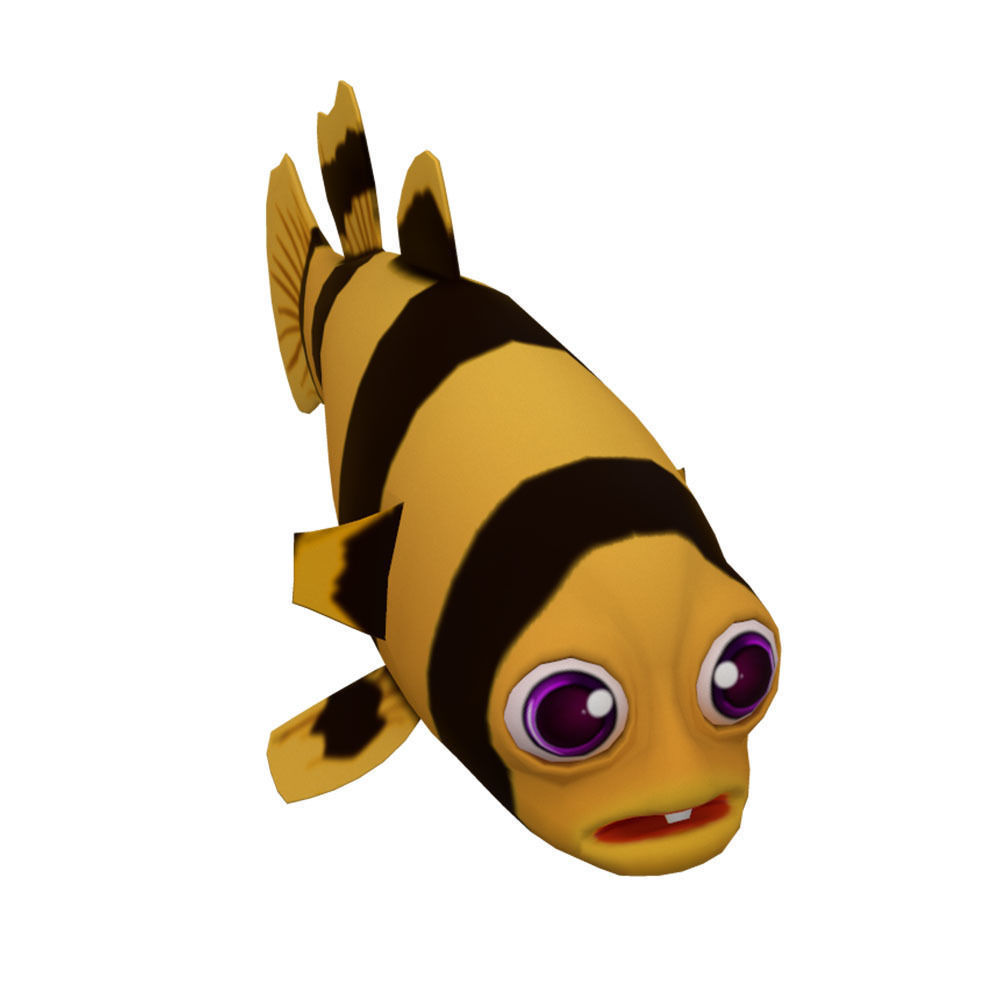 Bumblebee Goby Fish Cartoon Animated Low-poly 3D model_2