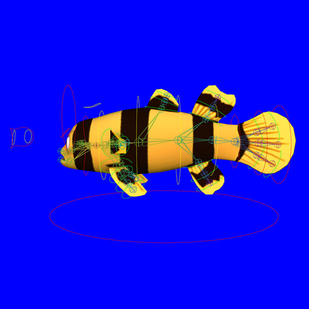 Bumblebee Goby Fish Cartoon Animated Low-poly 3D model_5
