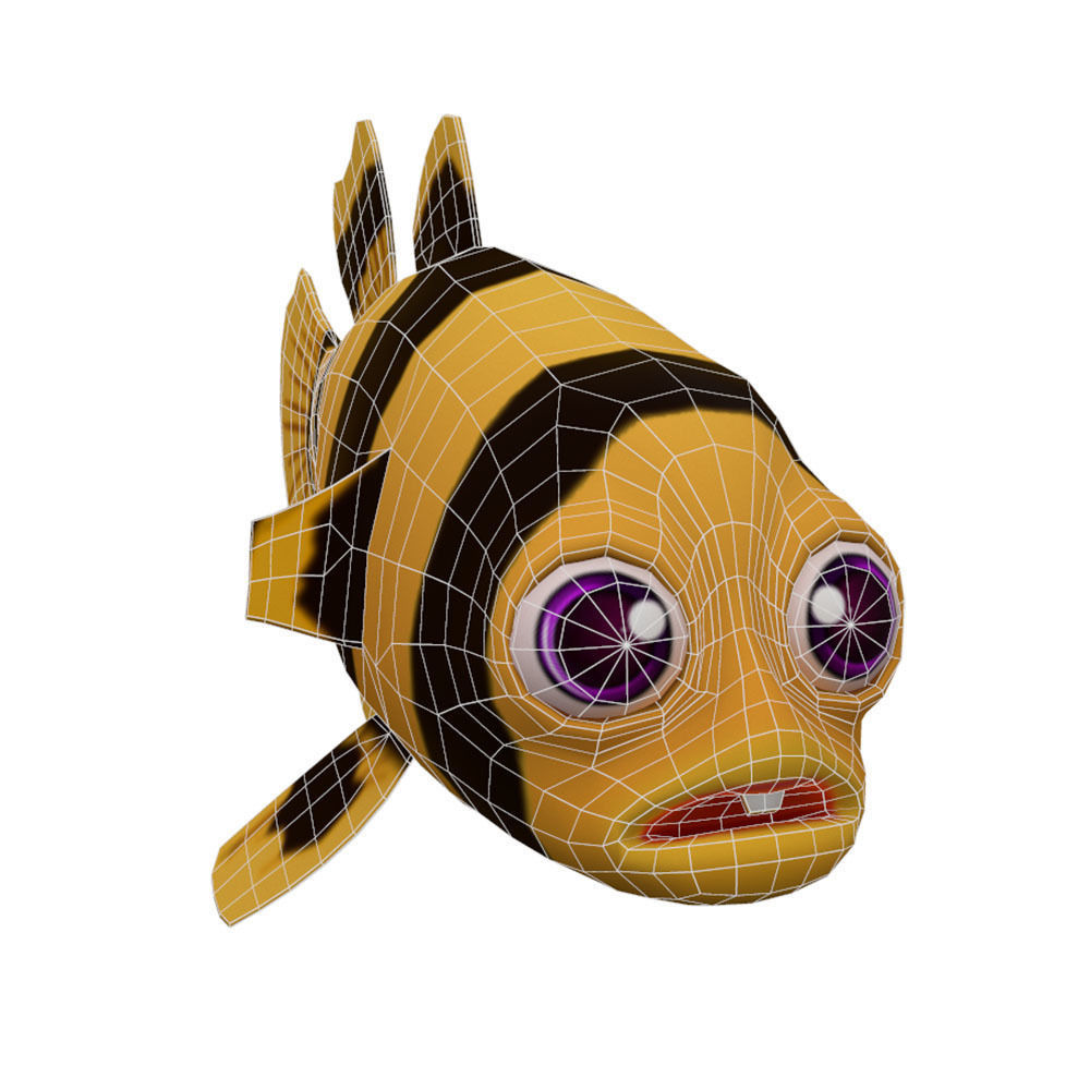 Bumblebee Goby Fish Cartoon Animated Low-poly 3D model_4