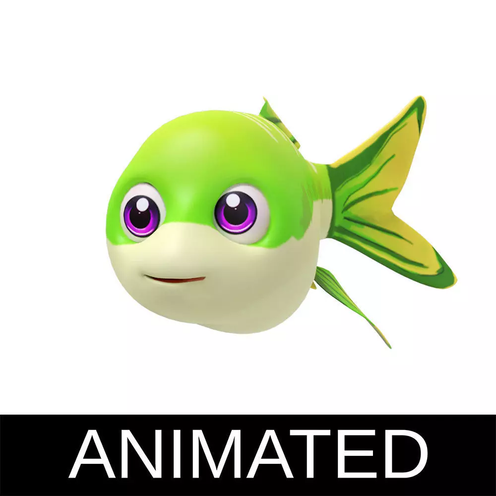 Apollo Shark Minnow Fish Cartoon Animated Low-poly 3D model_0