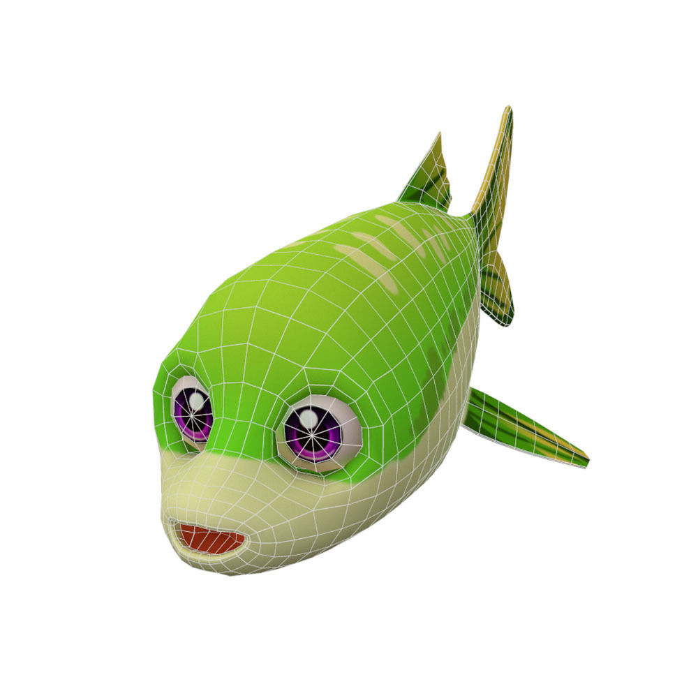 Apollo Shark Minnow Fish Cartoon Animated Low-poly 3D model_2