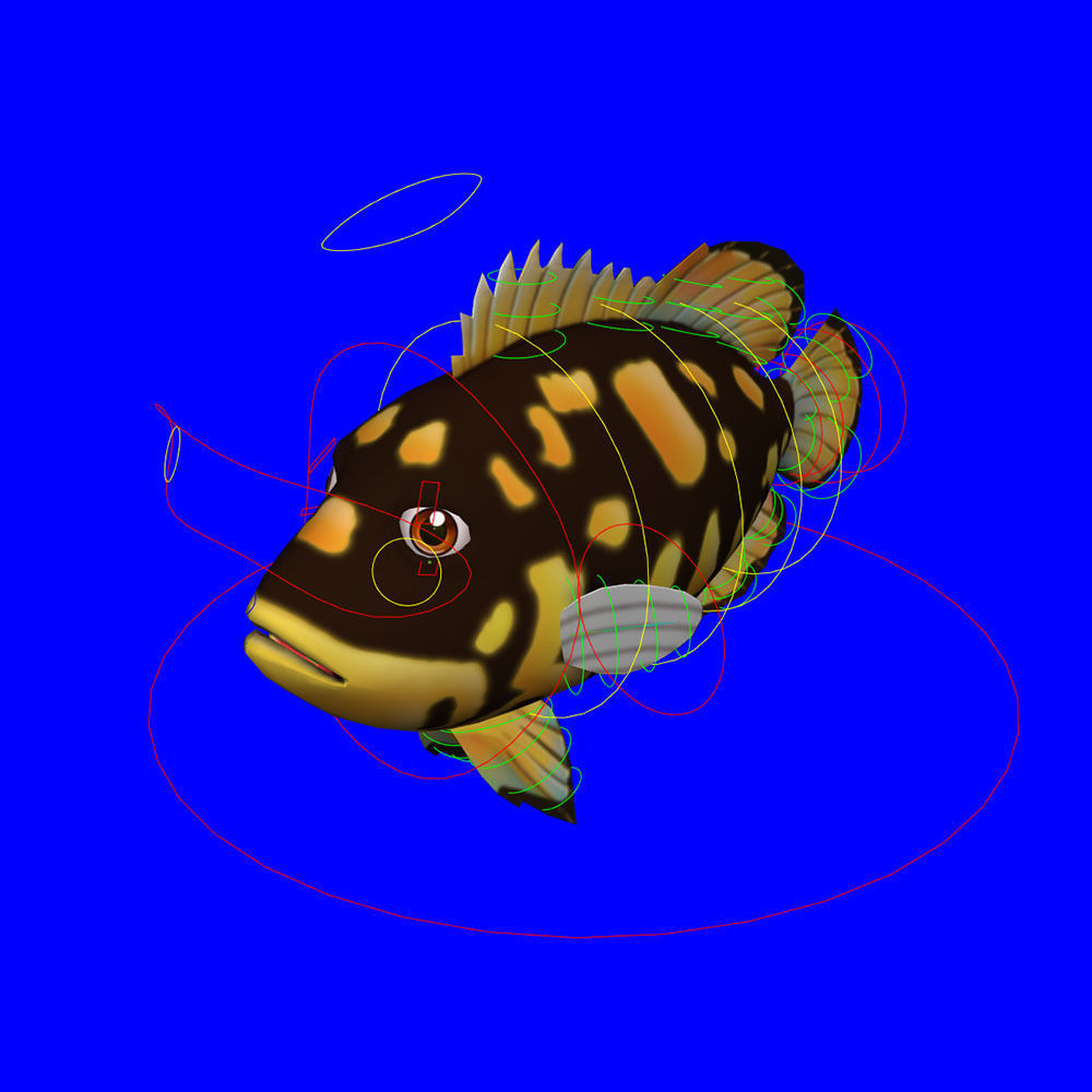 Tripletail Fish Cartoon Animated Low-poly 3D model_6