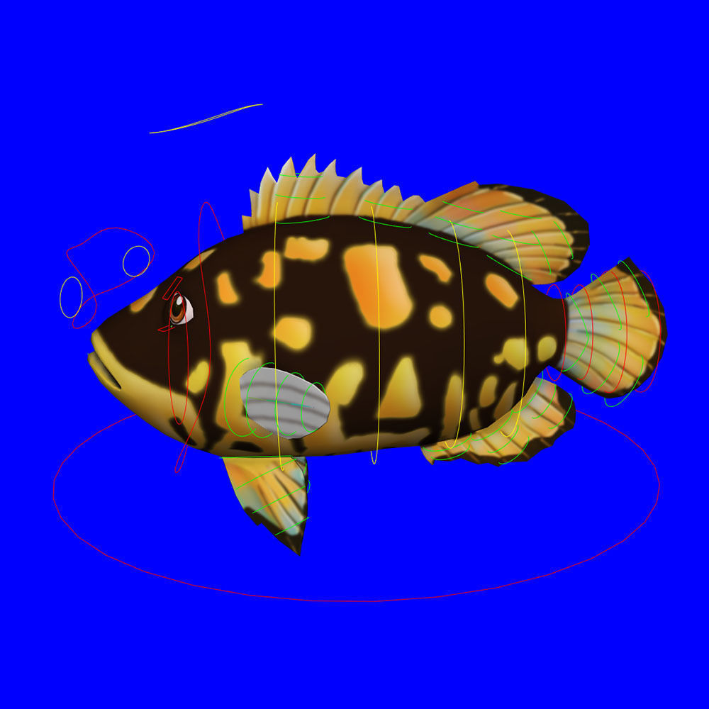 Tripletail Fish Cartoon Animated Low-poly 3D model_7