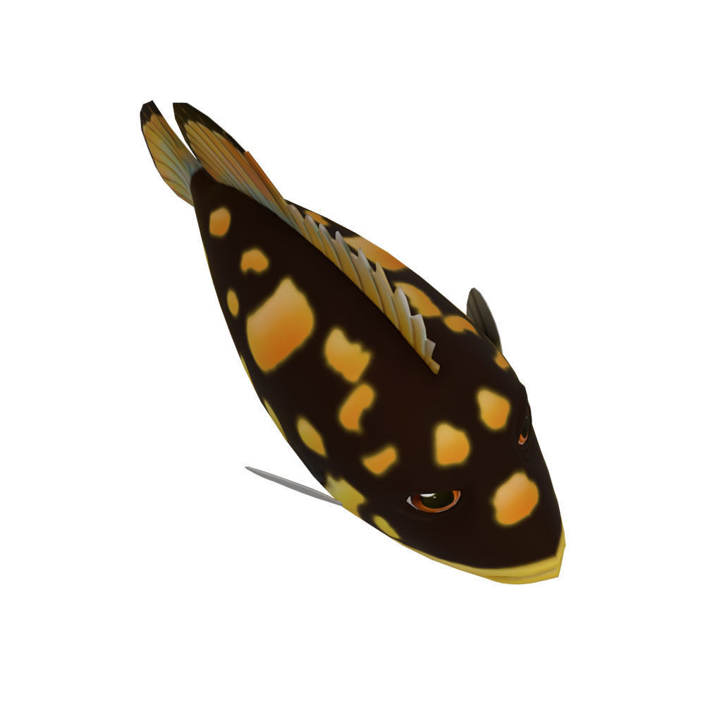 Tripletail Fish Cartoon Animated Low-poly 3D model_3