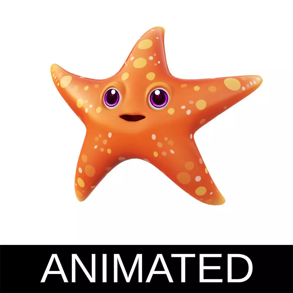 Common Star Fish Cartoon  Animated Low-poly 3D model_0