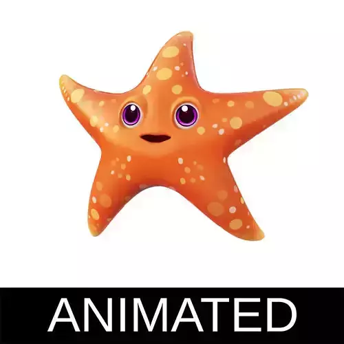 Common Star Fish Cartoon  Animated Low-poly 3D model