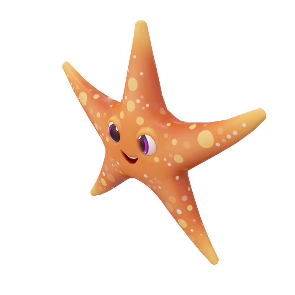 Common Star Fish Cartoon  Animated Low-poly 3D model_1