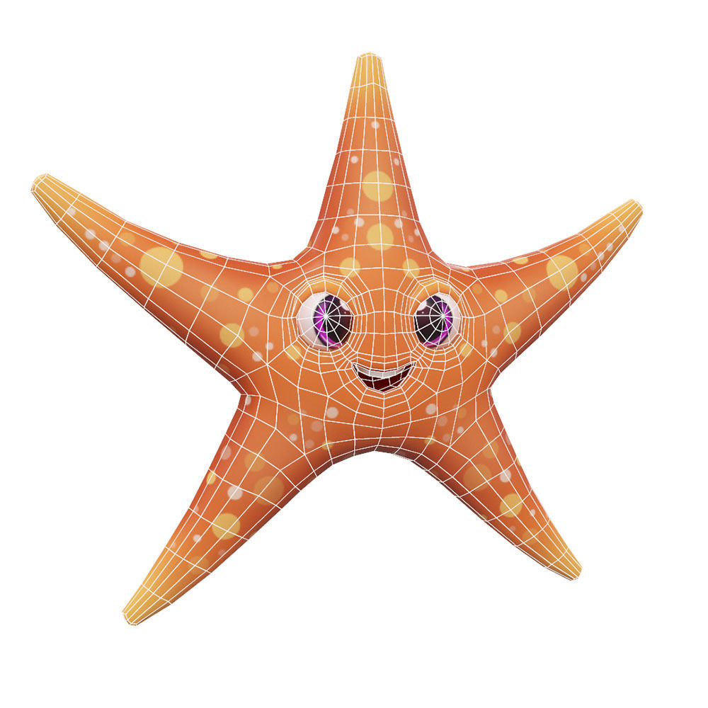 Common Star Fish Cartoon  Animated Low-poly 3D model_3