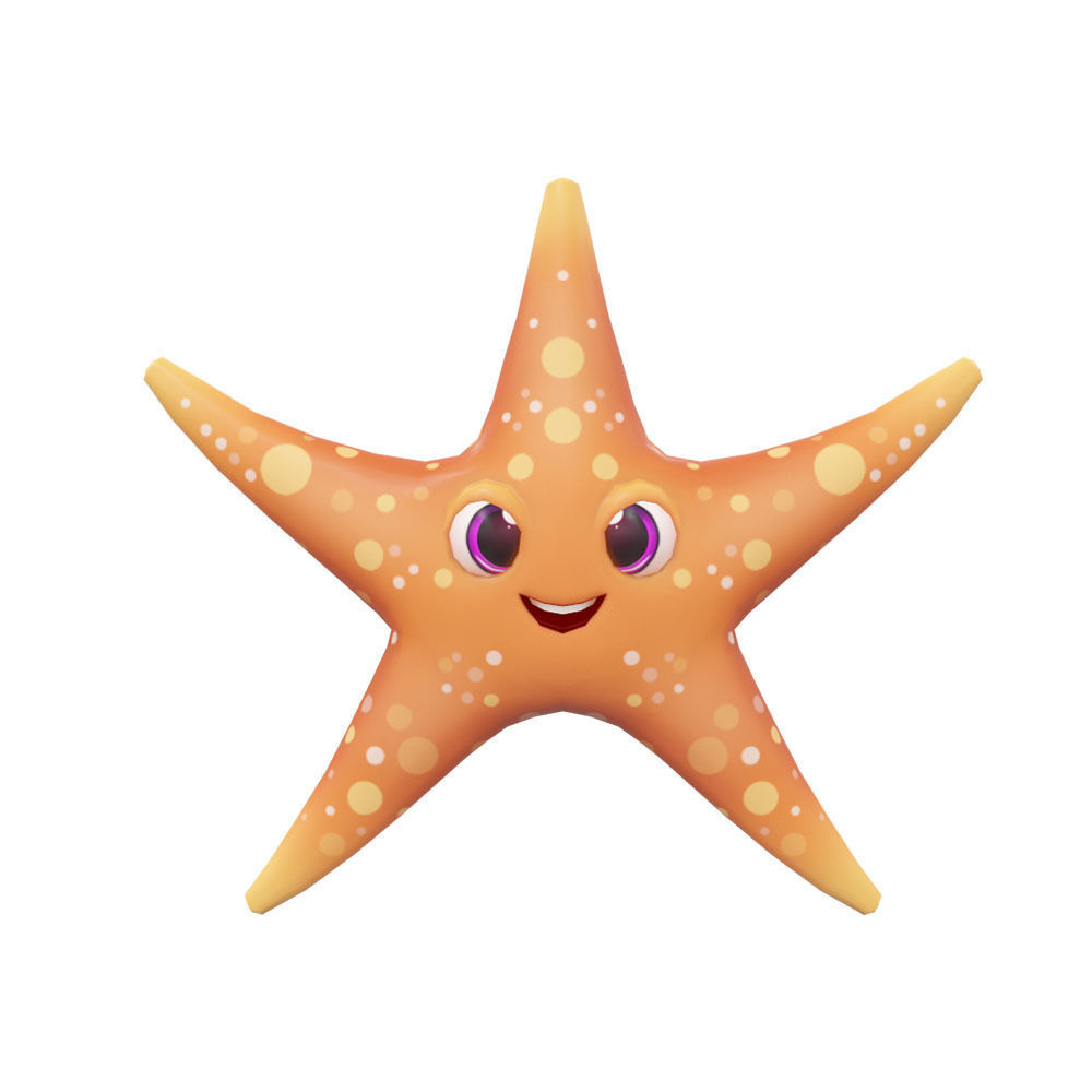 Common Star Fish Cartoon  Animated Low-poly 3D model_2
