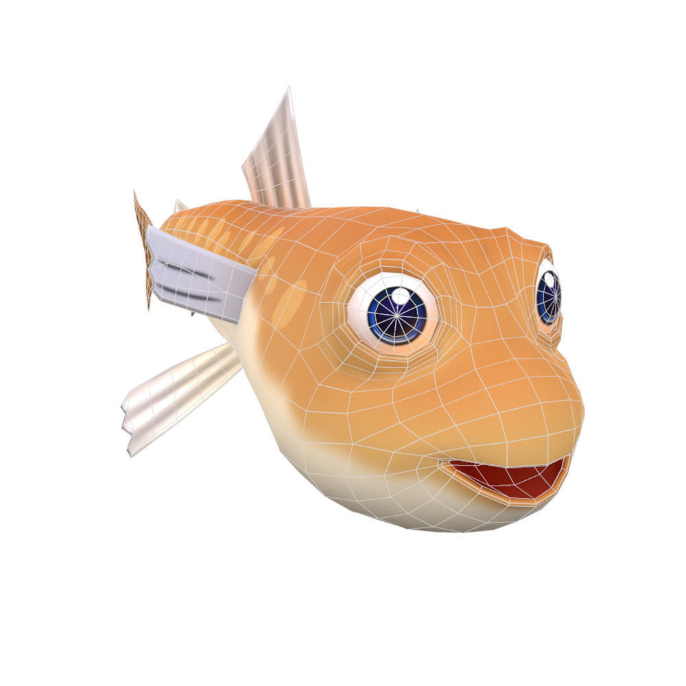 Greater Lizard Fish Cartoon Animated Low-poly 3D model_1