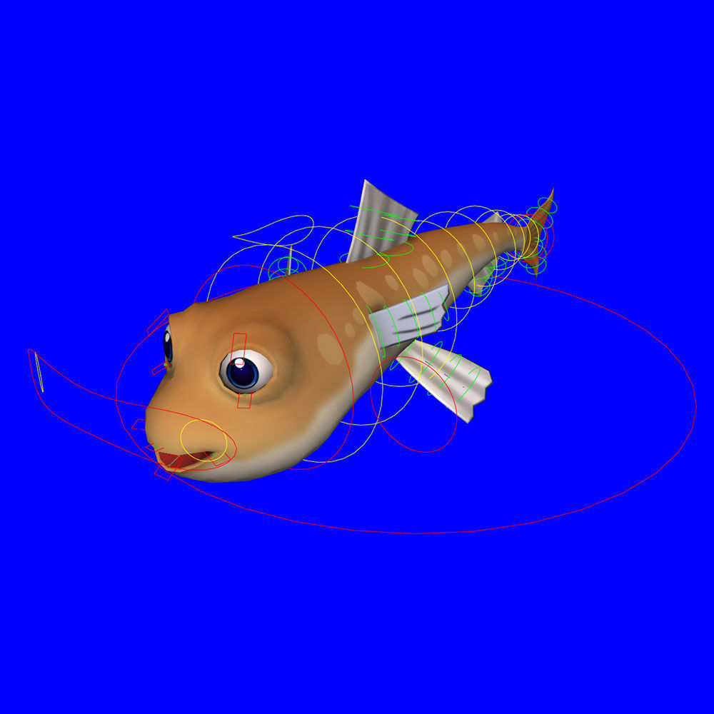 Greater Lizard Fish Cartoon Animated Low-poly 3D model_6
