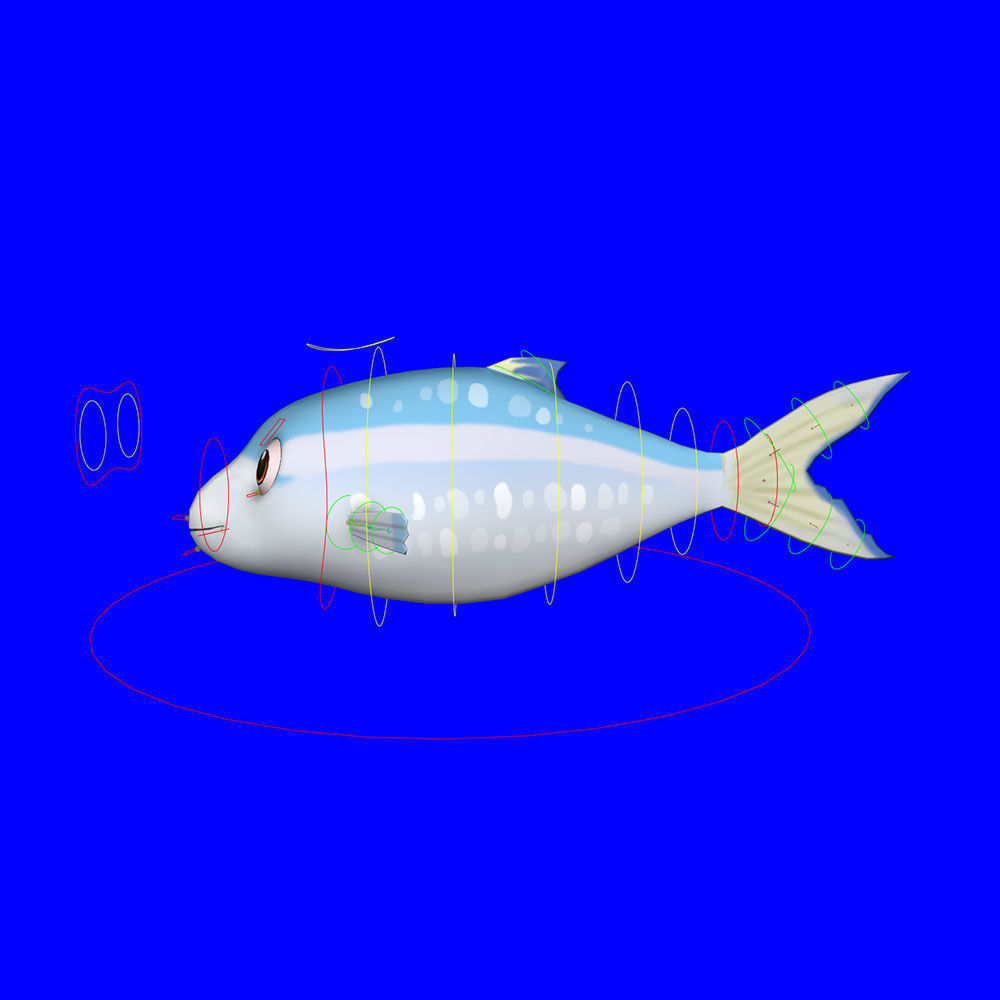 Gold stripe Sardinella Fish Cartoon Animated Low-poly 3D model_7