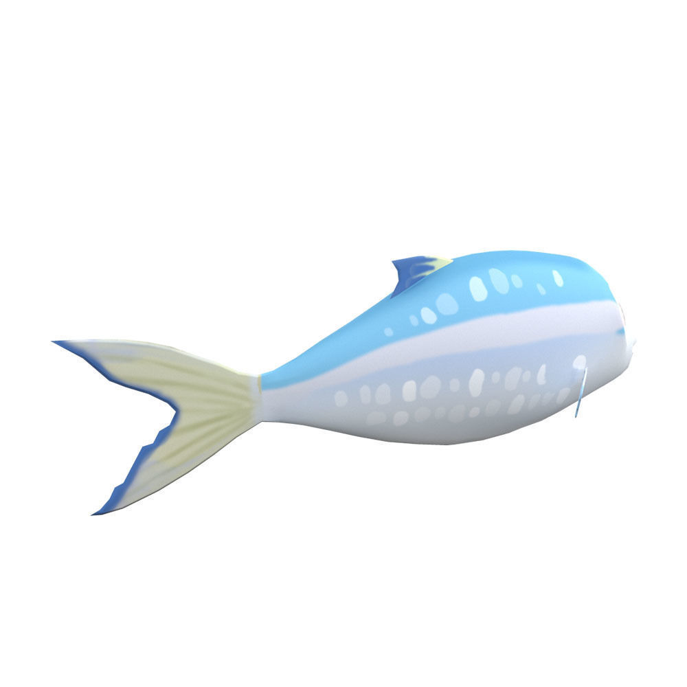 Gold stripe Sardinella Fish Cartoon Animated Low-poly 3D model_2